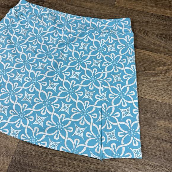 Lulu B L Skort Zippered Thigh Slit Two Zip Pockets Light Blue White UPF 50 - Picture 3 of 11